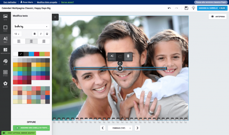 modifica la formattazione del tuo testo all'interno del tuo calendario personalizzato