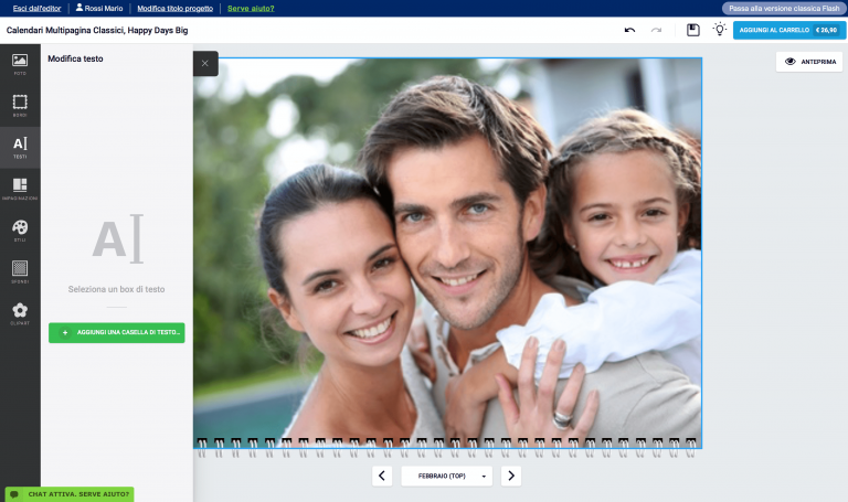 inserisci un box di testo nel tuo calendario personalizzato