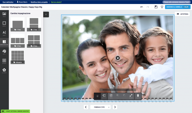 modifica l'impaginazione del tuo calendario personalizzato