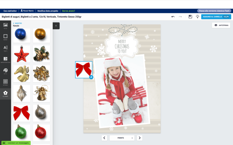 aggiungi una clip art al tuo biglietto di Natale con foto personalizzato