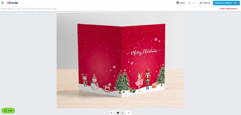 Editor Rikorda con esempio di grafica esterna del biglietto di Natale personalizzato