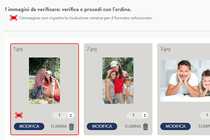 Stampa Foto - Alert risoluzione