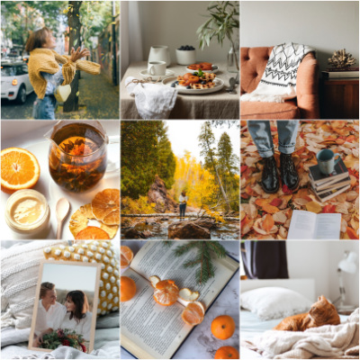 Inspirazione per feed instagram con condivisioni a tema autunno