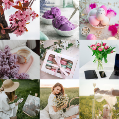 Feed Instagram con una palette cromatica primaverile