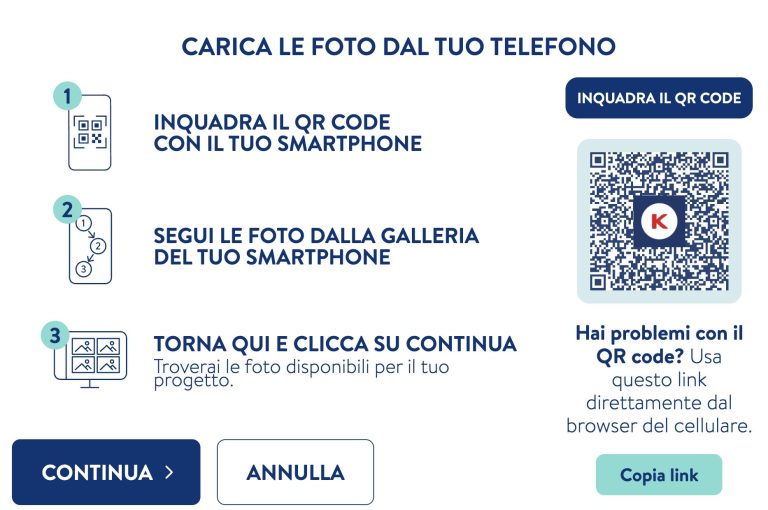 caricamento con QR code